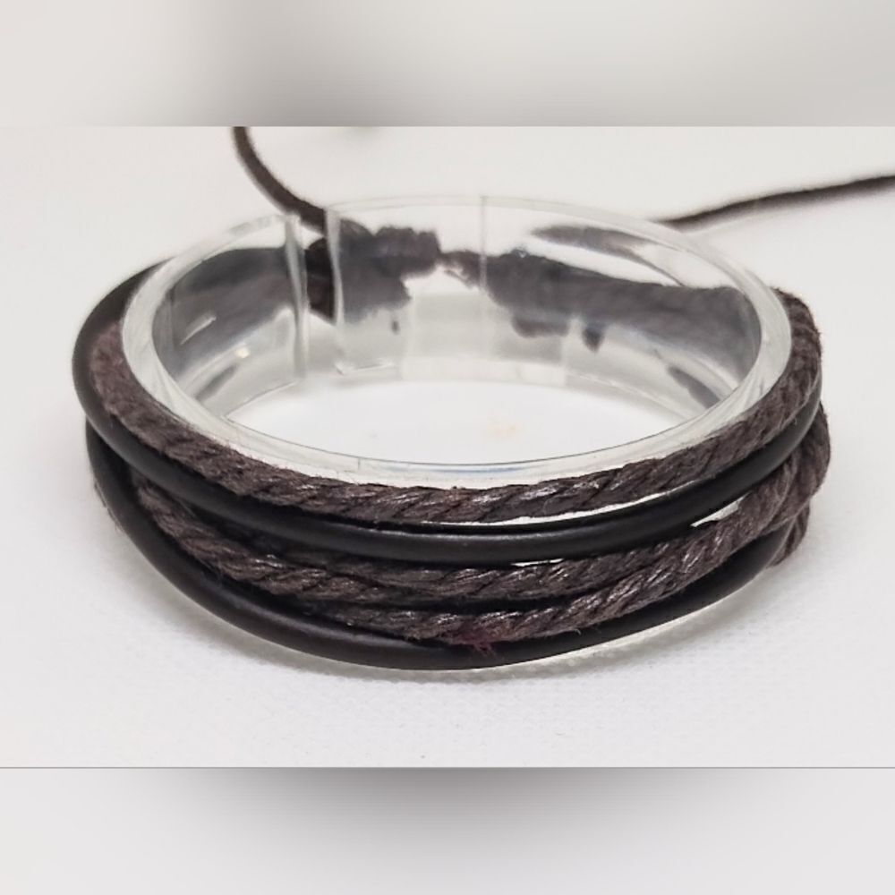 Men's bracelet leather‎ layered brown new e38